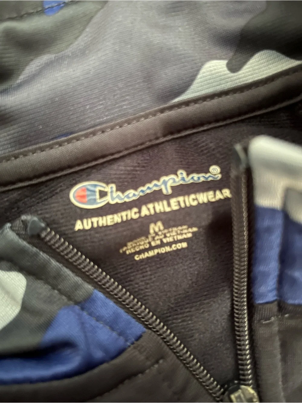 Champion Kids Navy Blue Jacket with Blue Camo Sleeves